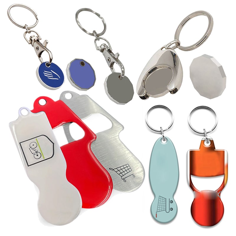 Kundenspezifischer Einkaufswagen-Chip-Trolley-Münzen-Schlüsselanhänger