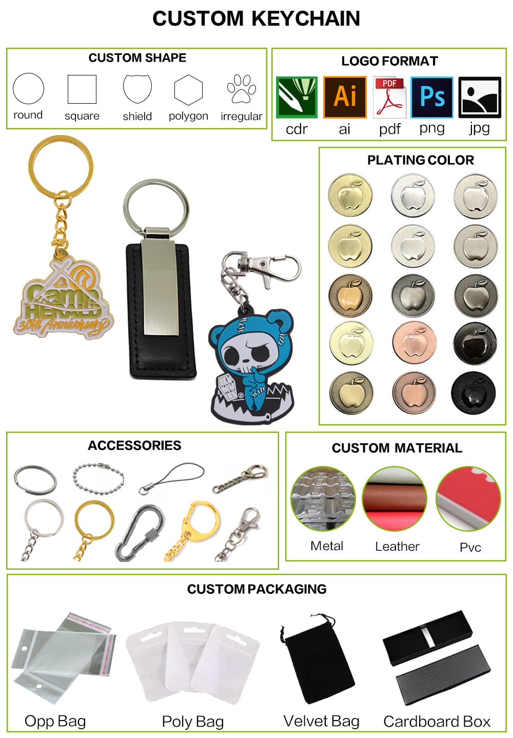 Custom printing fox keychain