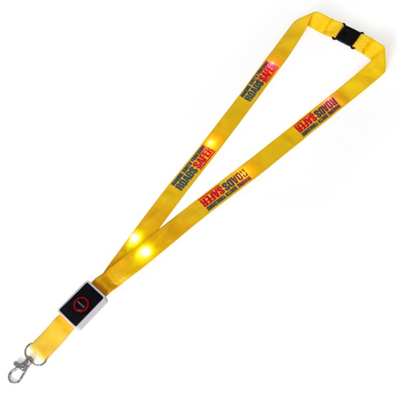 Gelbes LED-Lanyard aus Nylon mit Kartenhalter