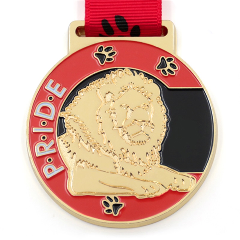 3d lion logo medal