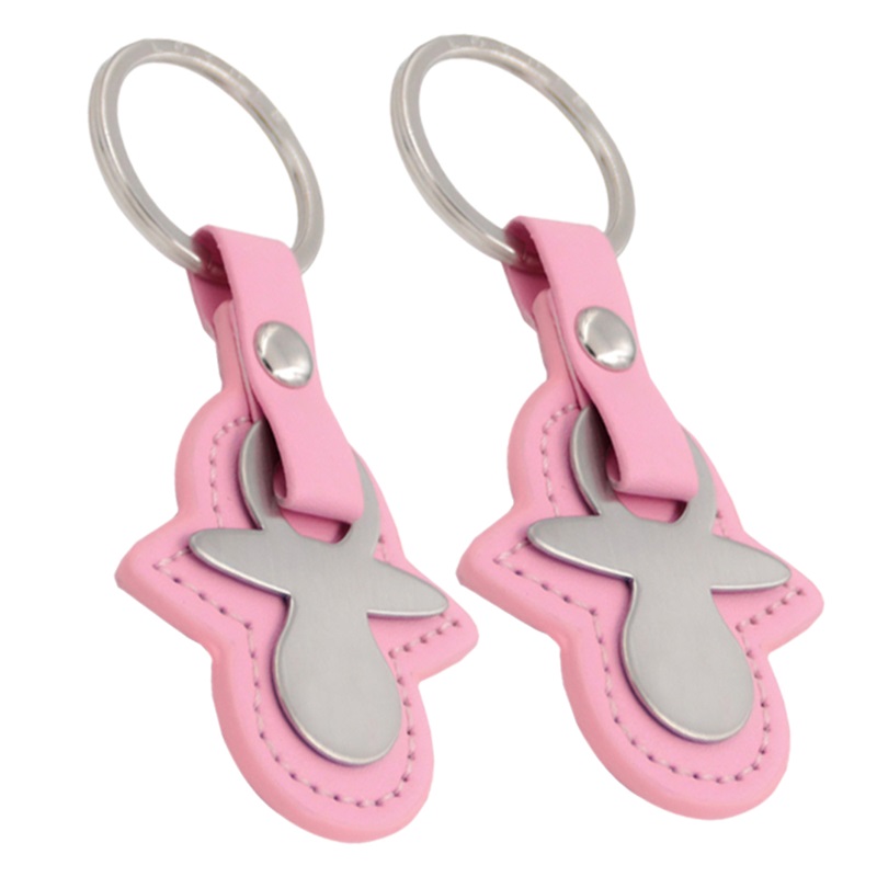 Pink leather keychain