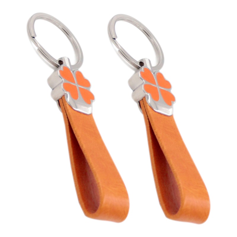 Orange leather keychain