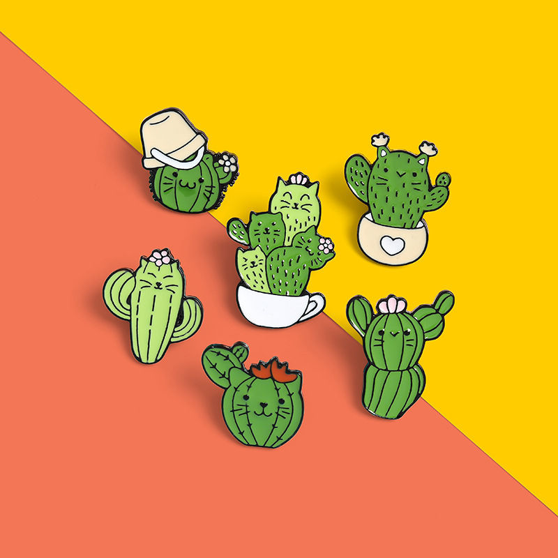 Kundenspezifische geformte Kaktus-Katzen-Pin-Abzeichen