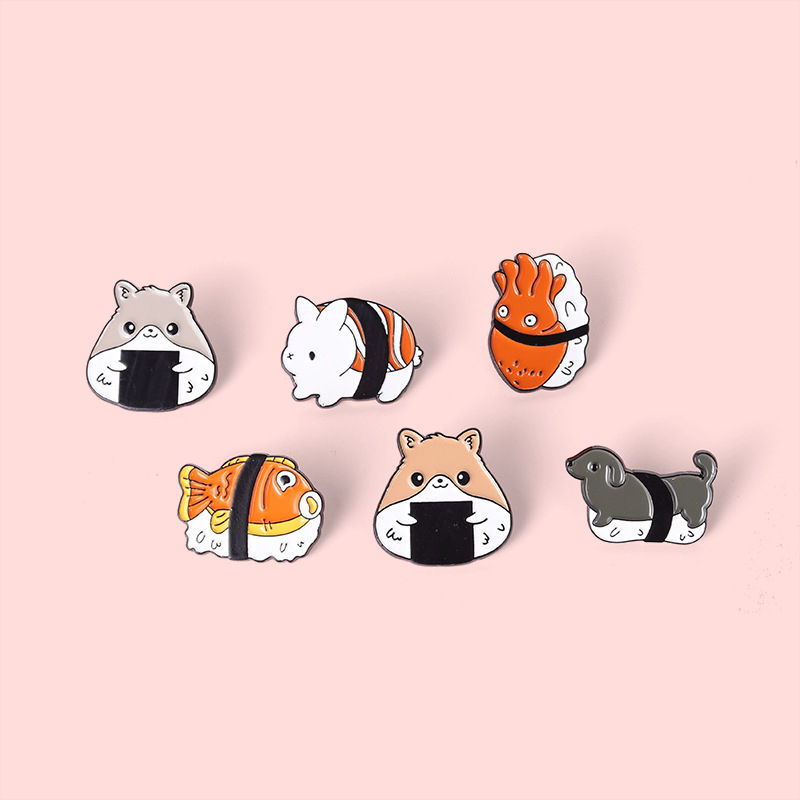Kreatives Tier-Sushi-Emaille-Pin-Design